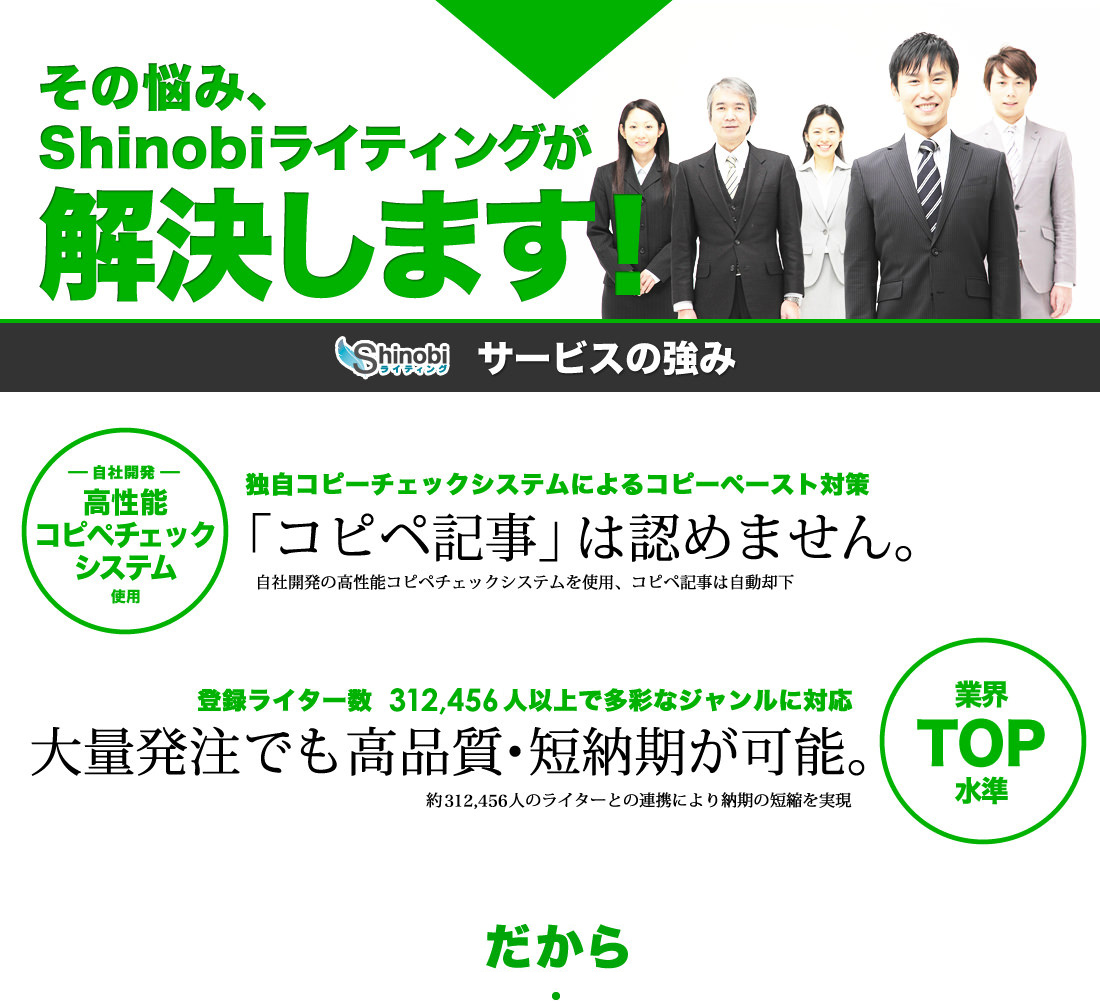 「Shinobiライティング」の強み